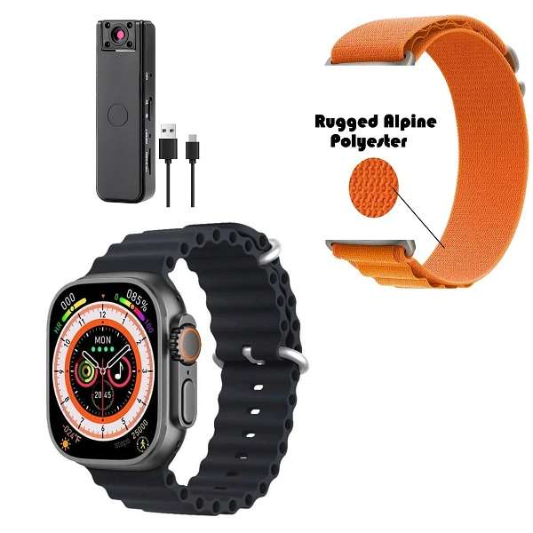BBRJ Y900 ULTRA3 9 in 1 Smart Watch Set With Clip on Body Camera