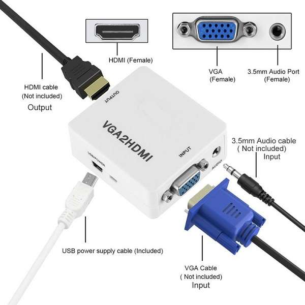 Tangka TK-H122 1080P VGA to HDMI Converter With Audio And USB Power
