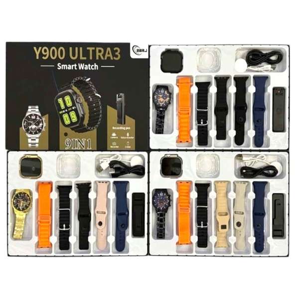 BBRJ Y900 ULTRA3 9 in 1 Smart Watch Set With Clip on Body Camera