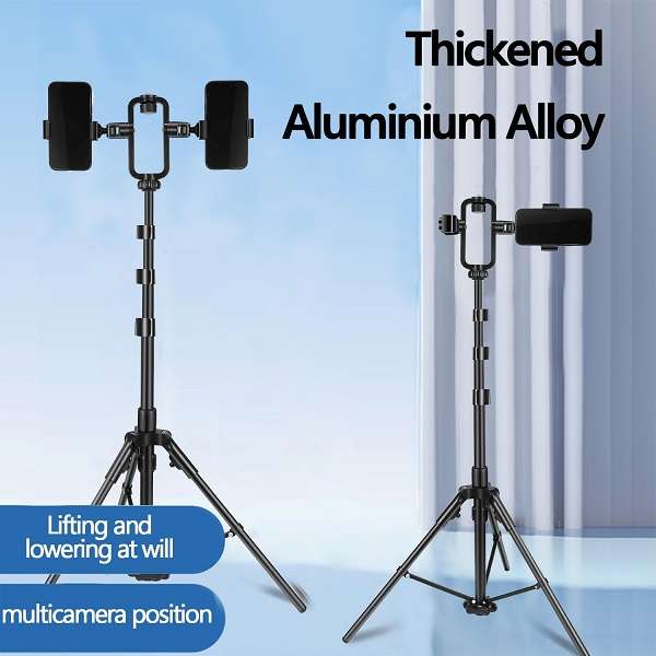 PM-201 1.9M Tripod Stand With Two Phone  Holders