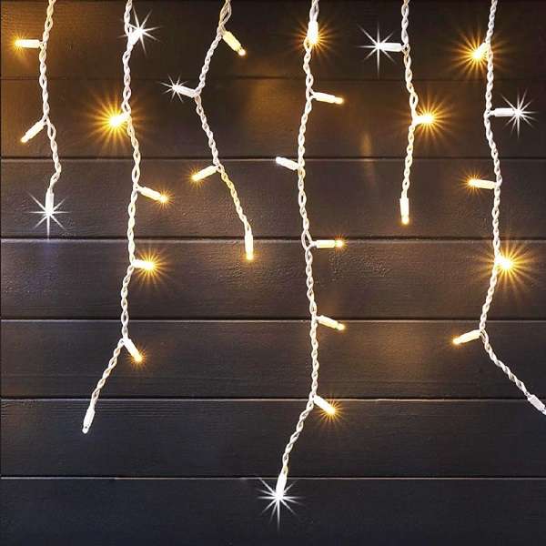 ZYF-D97 Warm White LED Clear Cable Fairy Curtain Light With Tail Plug Extension Across 3m × 70cm...