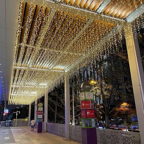 ZYF-D97 Warm White LED Clear Cable Fairy Curtain Light With Tail Plug Extension Across 3m × 70cm...