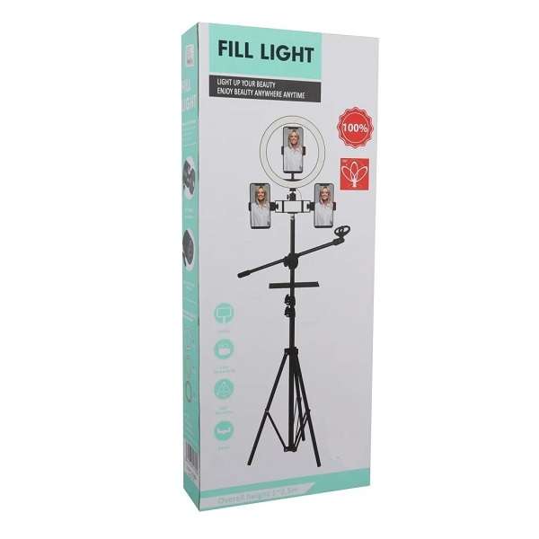 PM-213 Tripod Ring Light With Microphone Stand And 2 Phone Holders