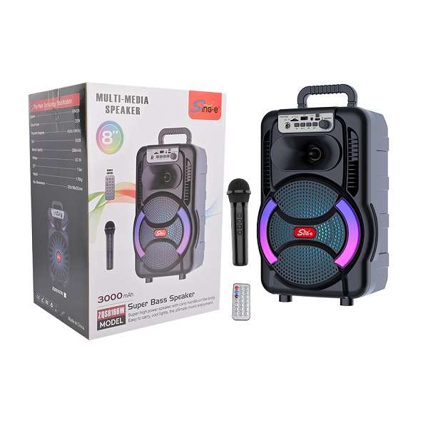 Sing-E ZQS8166 4" RGB Karaoke Speaker 20W Bass Boost 3000mAh + Mic &amp; Remote