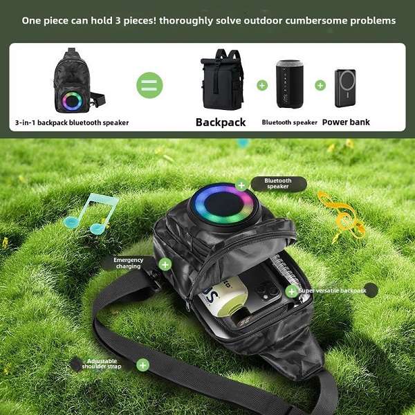 CH-M802 Sling Bag With Built-in RGB Bluetooth Speaker, USB, Aux, SD &amp; Type-C Charging