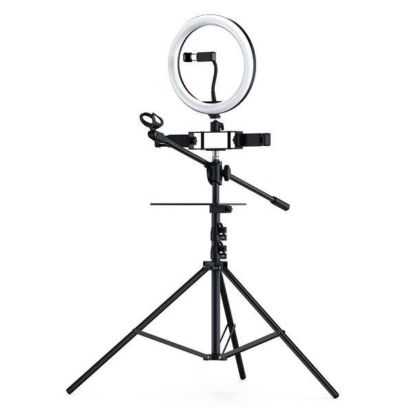 PM-213 Tripod Ring Light With Microphone Stand And 2 Phone Holders