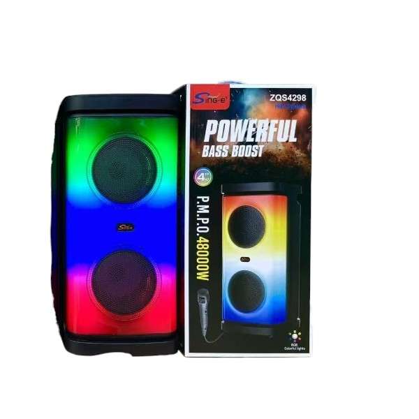 Sing-E ZQS4298 4" RGB Bluetooth Karaoke Speaker 1800mAh Bass Boost + Wired Mic