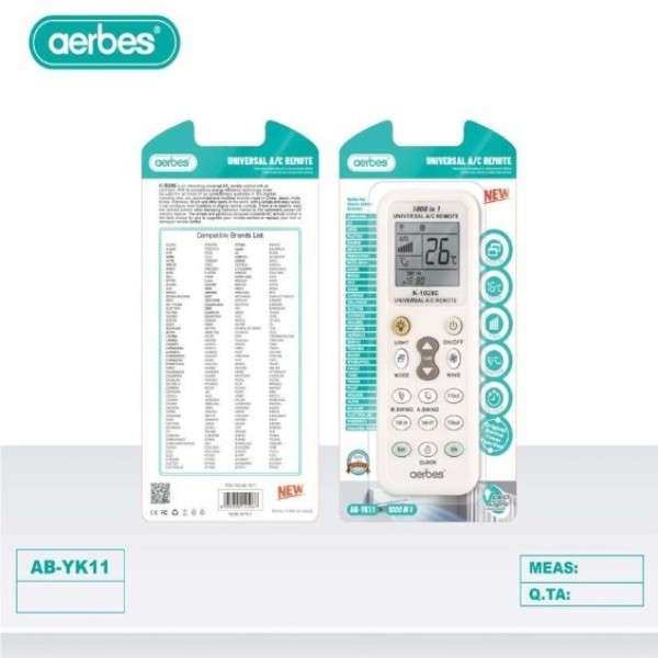 Aerbes AB-YK11 Universal Ac Remote Control 1000 in 1 With LED Light