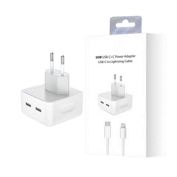 50W Dual PD Charger With Type C to Lightning 1M Cable