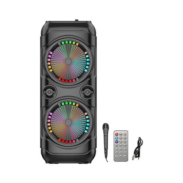 8 Dual Bluetooth RGB Karaoke Speaker With Mic, Remote And Bass Boost 20W