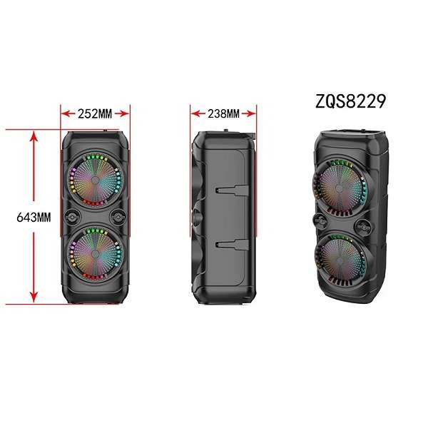 8 Dual Bluetooth RGB Karaoke Speaker With Mic, Remote And Bass Boost 20W