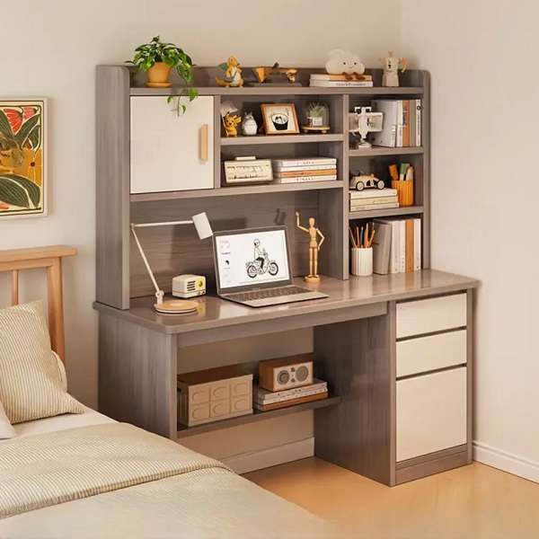 Modern Computer Study Desk With Bookshelf And Drawers 100cm x 40cm x 142cm