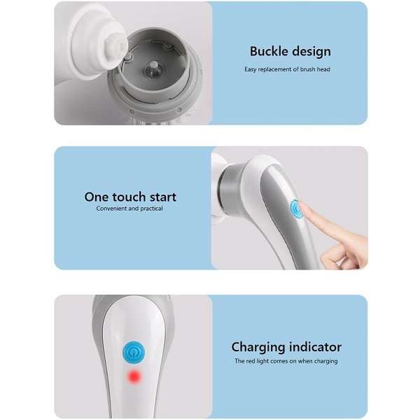 XM280 Rechargeable Handheld Electric Cleaning Brush With 3 Cleaning Heads