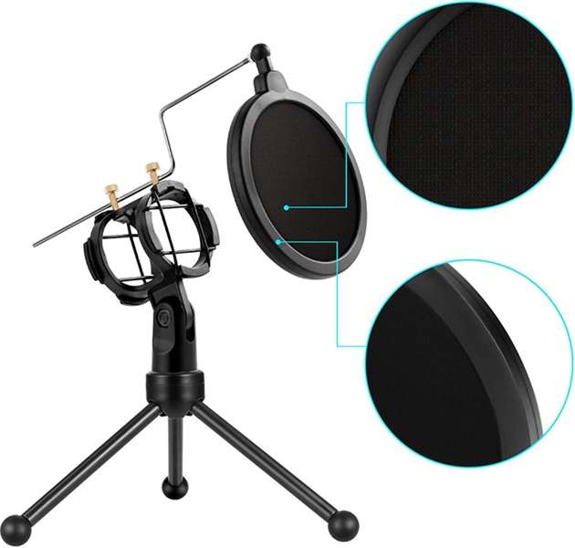 PM-214 Tripod Microphone Stand With Mini Pop Filter