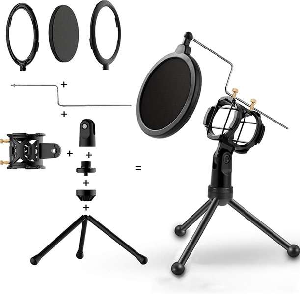 PM-214 Tripod Microphone Stand With Mini Pop Filter
