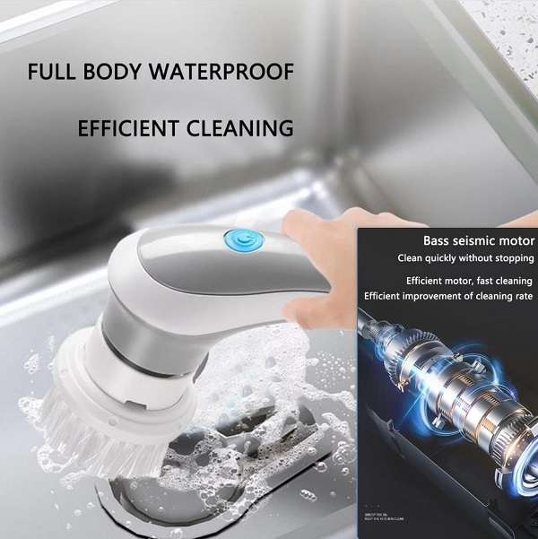 XM280 Rechargeable Handheld Electric Cleaning Brush With 3 Cleaning Heads