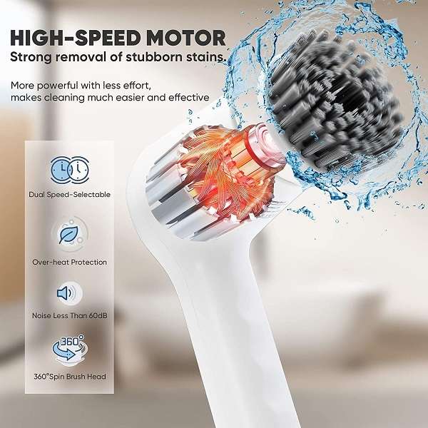 XM280 Rechargeable Handheld Electric Cleaning Brush With 3 Cleaning Heads