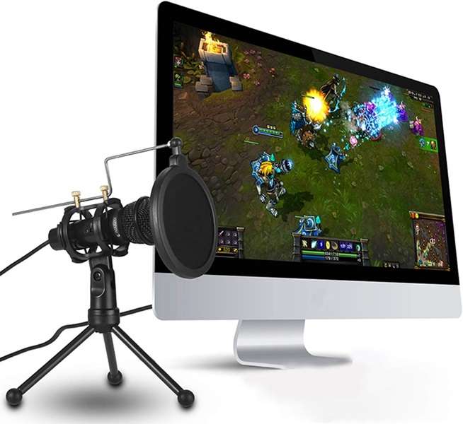PM-214 Tripod Microphone Stand With Mini Pop Filter