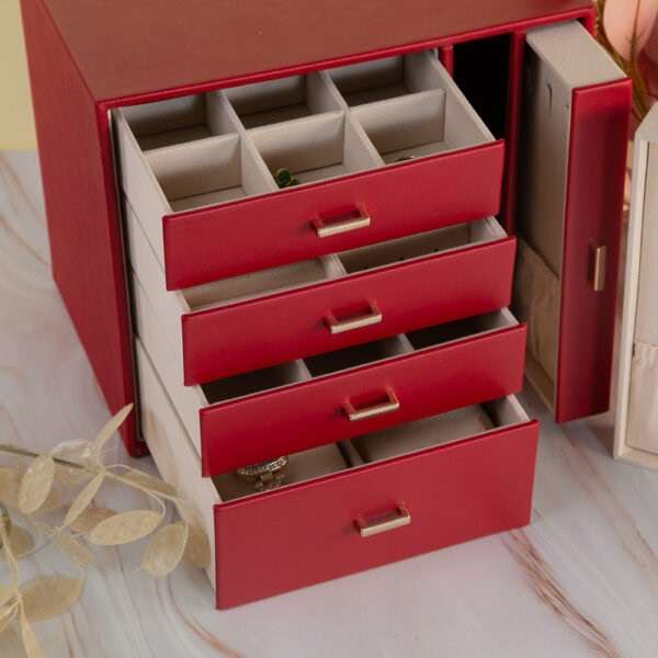 YD452915 Stacked 6 Compartment Drawer Jewellery Box 26.5cm x 18cm x 23cm