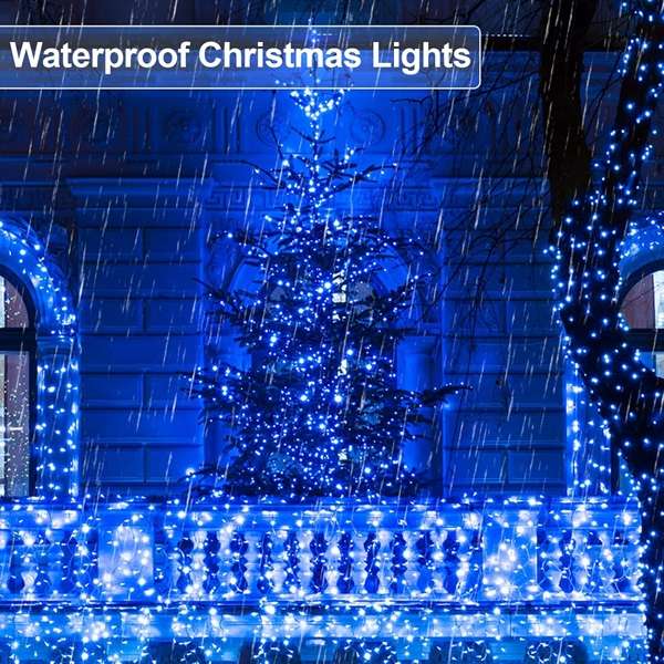 ZYF-D204 100M Blue 9V String Fairy Light on White Cable With 8 Modes
