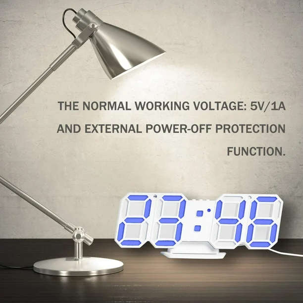 GH8018 3D LED Digital Desktop Modern Clock 3 Alarm Settings