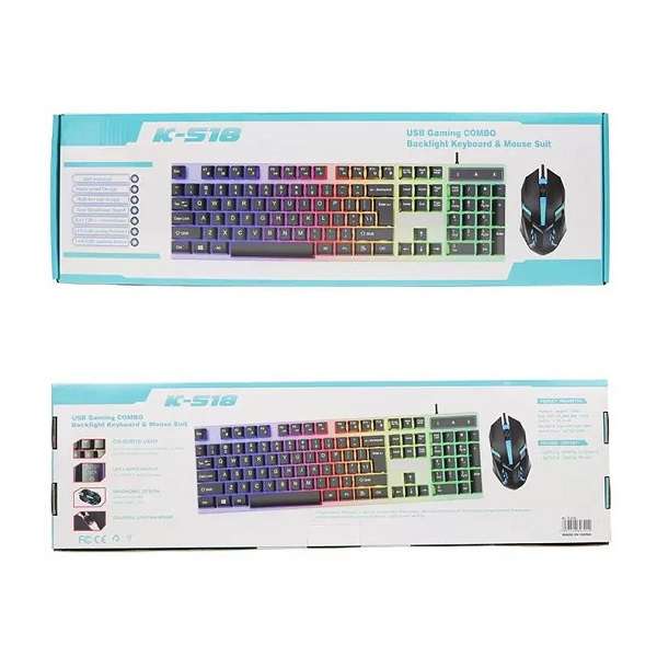 Colurful Light USB Gaming Combo Wired Keyboard &, Mouse Set