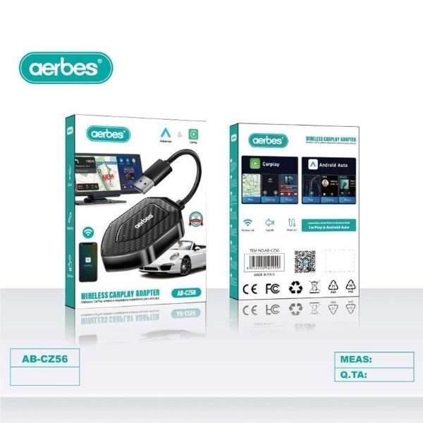 Aerbes AB-CZ56  Wired to Wireless Carplay Converter Android Auto 2-in-1