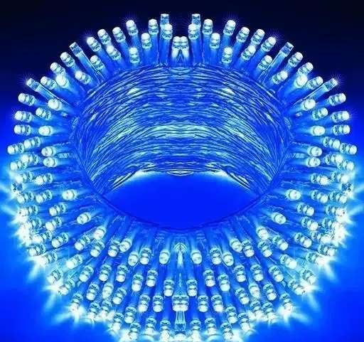 ZYF-D204 100M Blue 9V String Fairy Light on White Cable With 8 Modes