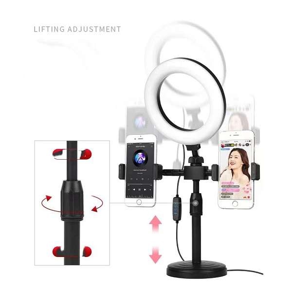 PM-193 Live Desktop Ring Light With 2 Phone  Holders