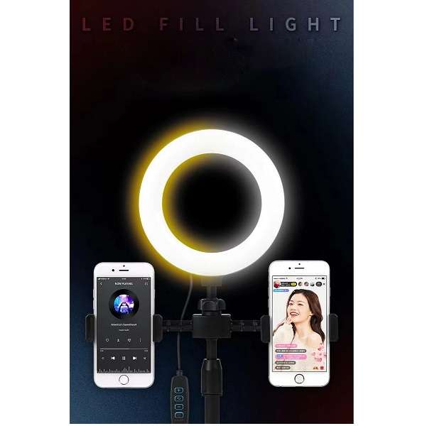 PM-193 Live Desktop Ring Light With 2 Phone  Holders