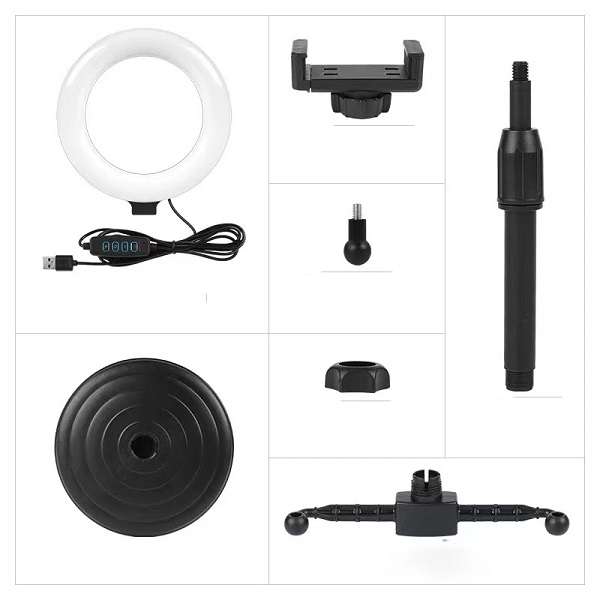 PM-193 Live Desktop Ring Light With 2 Phone  Holders