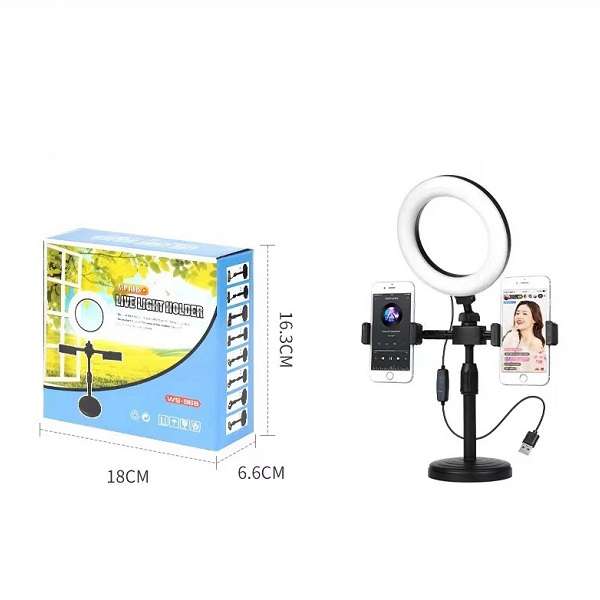 PM-193 Live Desktop Ring Light With 2 Phone  Holders