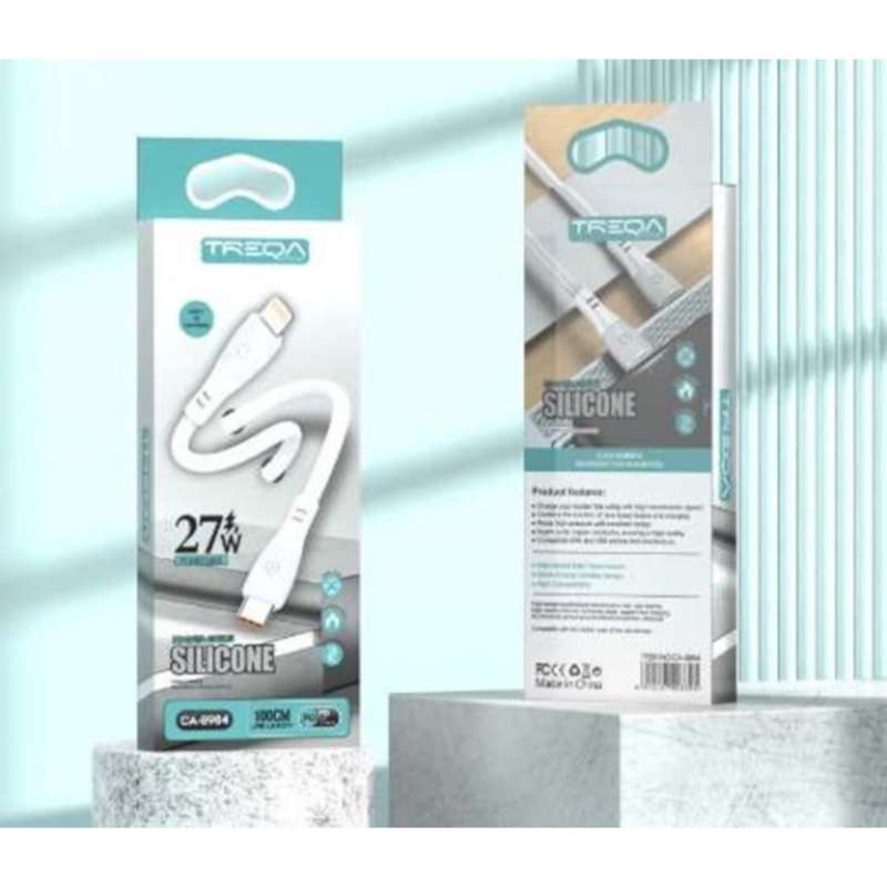 Treqa CA-8984 27W Silicone Type C to Lightning Pin Cable 1M