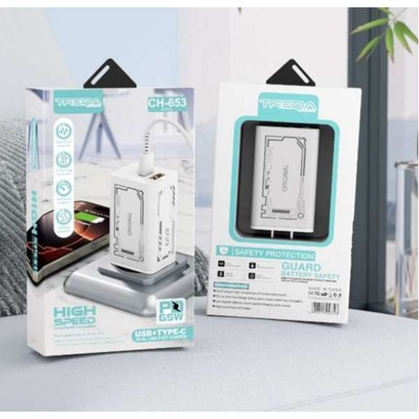 Treqa CH-653-C-C 65W PD + USB Charger