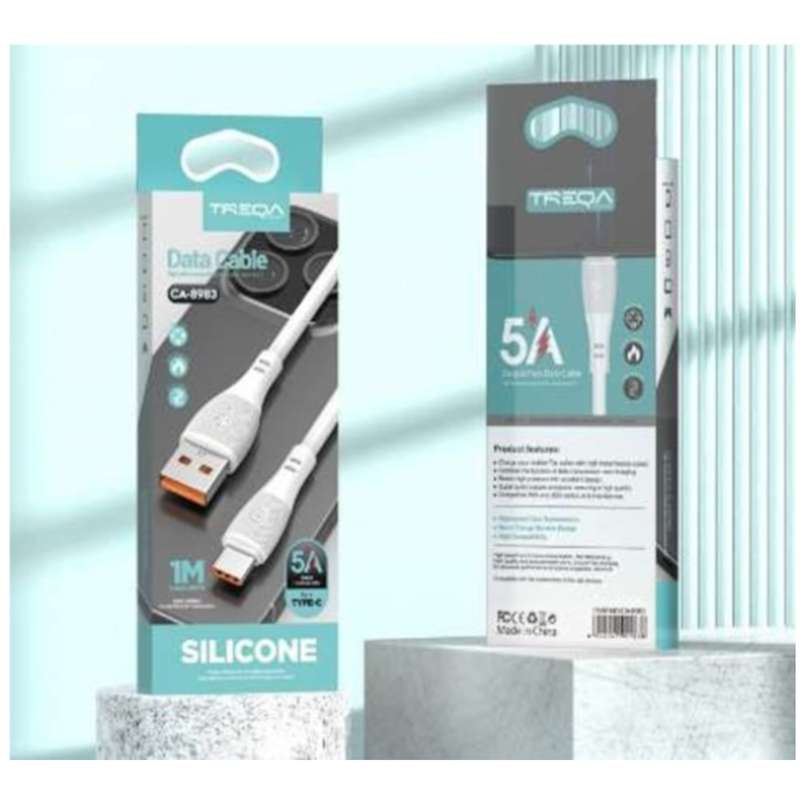 Treqa CA-8983 Silicone USB To Type C Data Cable 5A