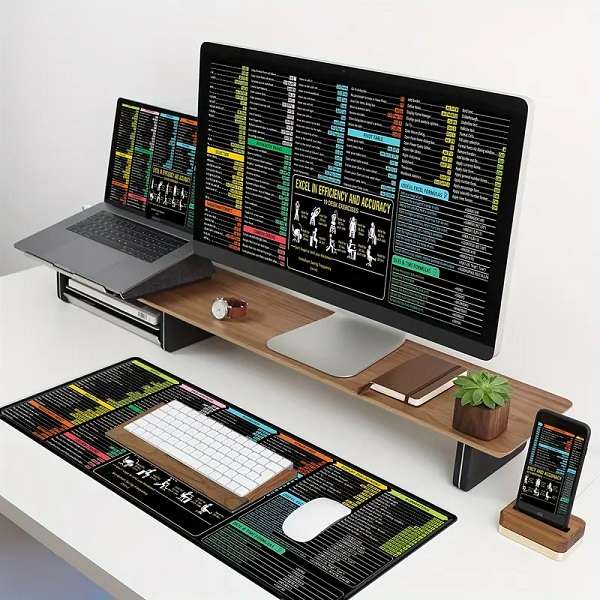 90cm x 40cm x 3mm Excel Shortcuts Anti-slip Mouse Pad
