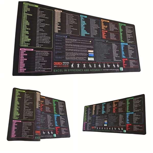 90cm x 40cm x 3mm Excel Shortcuts Anti-slip Mouse Pad
