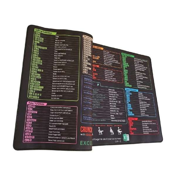90cm x 40cm x 3mm Excel Shortcuts Anti-slip Mouse Pad