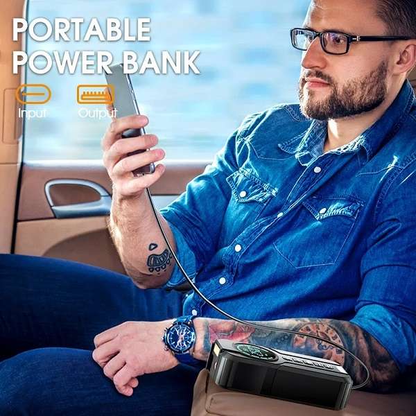 JG20375533 2 in 1 Portable 12V Car Jump Starter And 180psi Tyre Air Pump With Digital Display