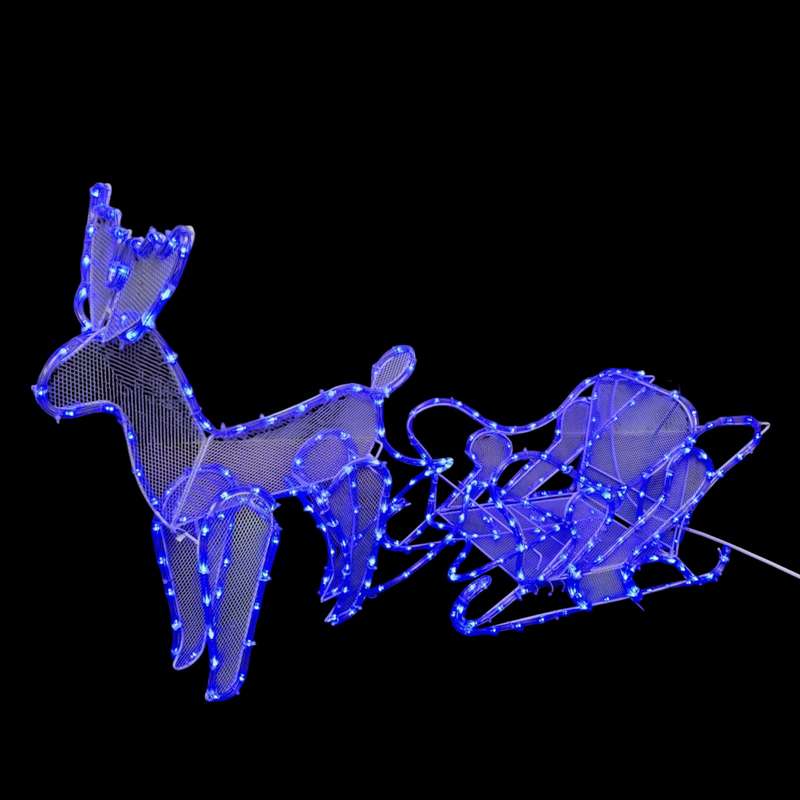 ZYF-D220 Reindeer Sledge With 12M LED Tube Lights Blue
