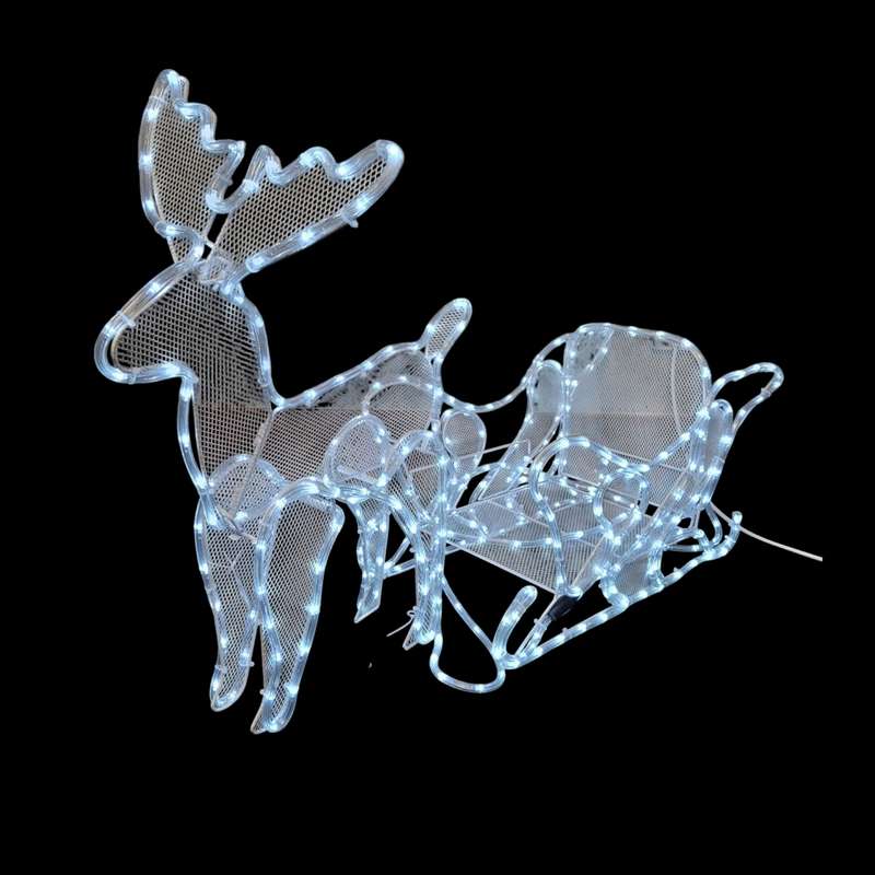 ZYF-D219 Reindeer Sledge with 12M LED Tube  Lights White
