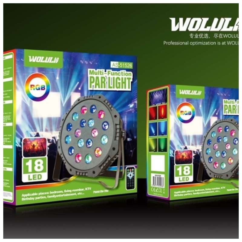 Wolulu AS-51526 18LED RGB Multi-function Par Light With Remote Control