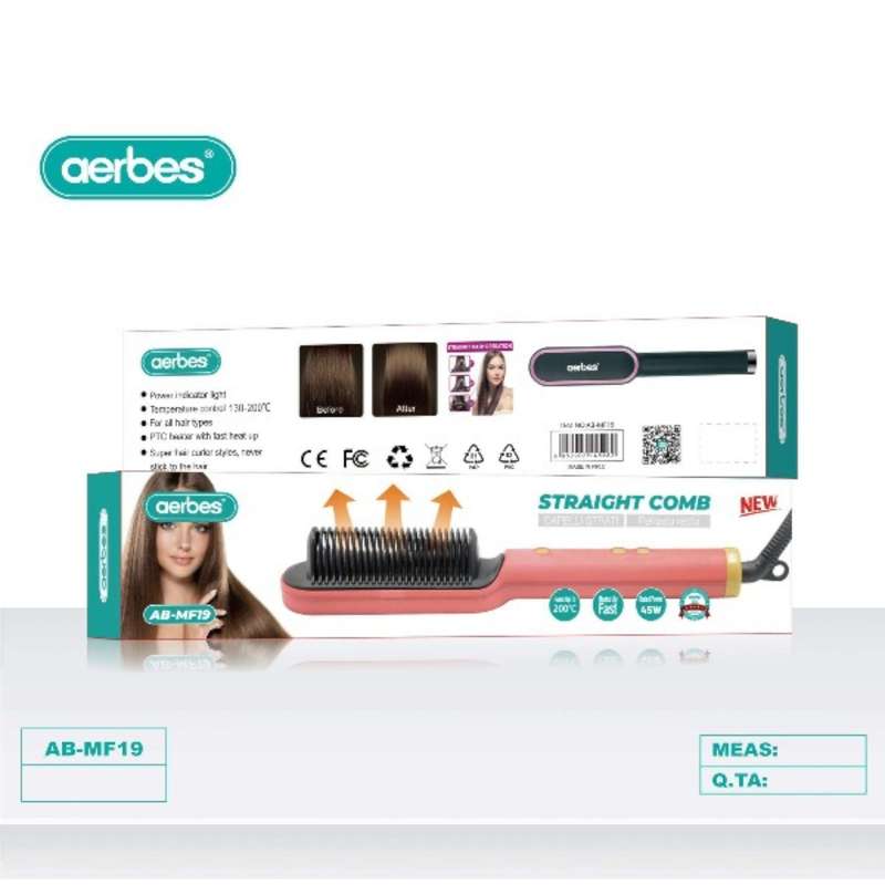 Aerbes AB-MF19 45W Electric Hair Straightening Comb 220V
