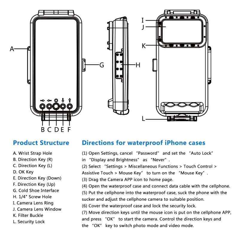 Puluz 45m Diving Waterproof Case for Android / Transparent