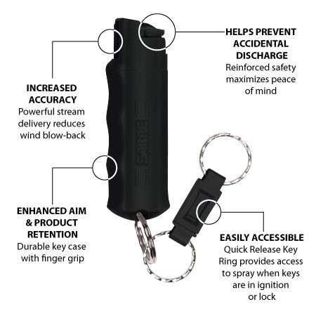 Sabre Black Campus Safety Pepper Gel with Quick Release Key Ring