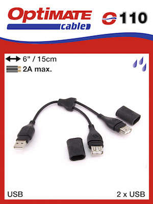 Optimate USB SPLITTER - SPLIT 2AMP OUTPUT INTO 2 X 1AMP LIMIT PER OUTPUT. BUILT IN CIRCUITRY LIMI...
