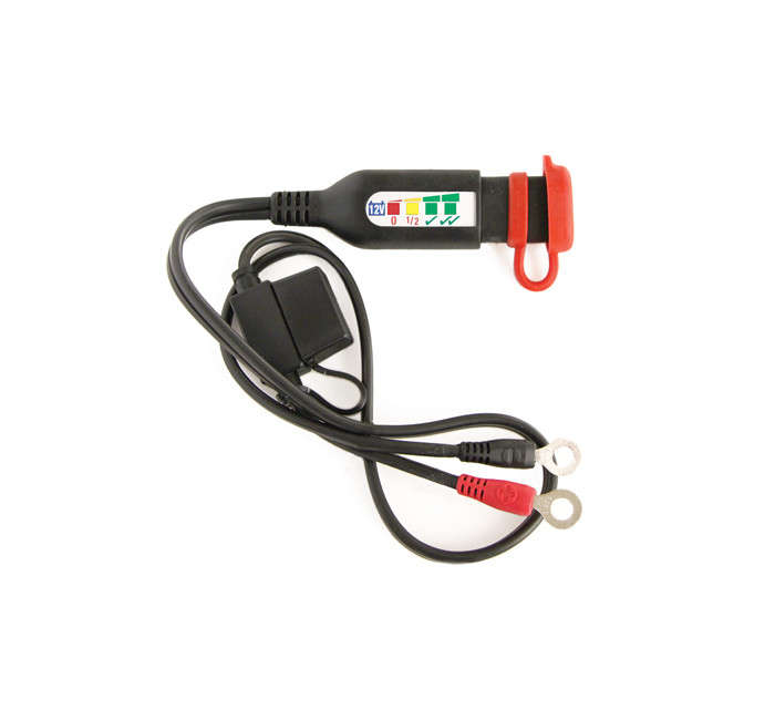Optimate 4-LED BATT CHARGE V STATUS, 2 VEHICLE CHARGE SYSTEM STATUS.15A FUSE.M6 BATT CONN EYELETS...
