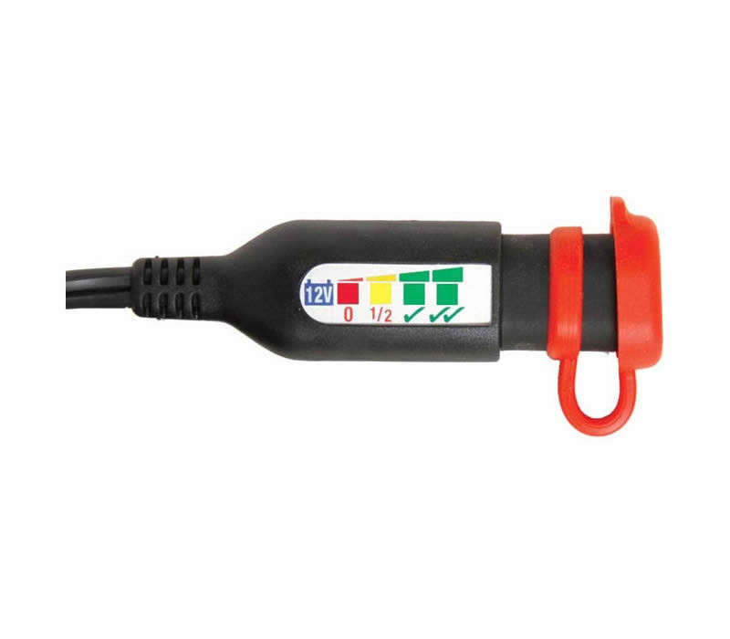 Optimate 4-LED BATT CHARGE V STATUS, 2 VEHICLE CHARGE SYSTEM STATUS.15A FUSE.M6 BATT CONN EYELETS...