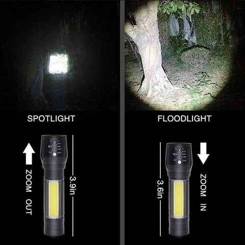 X-BAL G Rechargeable Torch Adjustable Zoom In Out USB Tactical Flashlight
