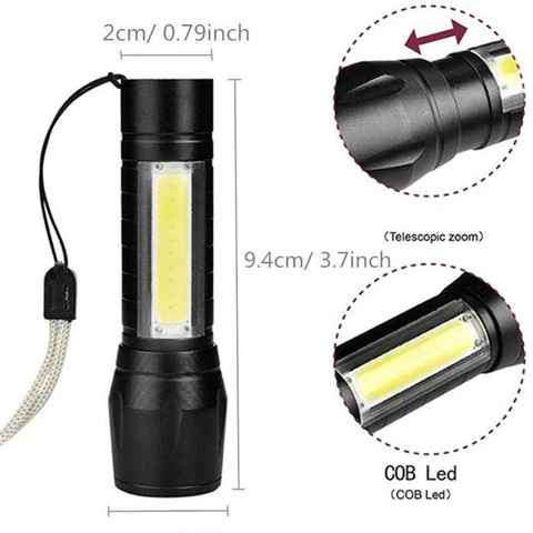 X-BAL G Rechargeable Torch Adjustable Zoom In Out USB Tactical Flashlight (SMALL)